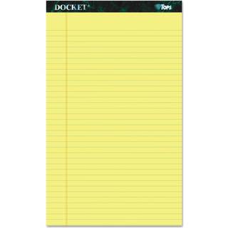 TOPS Docket Writing Pads 8-1/2 """" X 14 """" Jurid Rule Canary Paper 50 Sheets 12 Pack (63580)