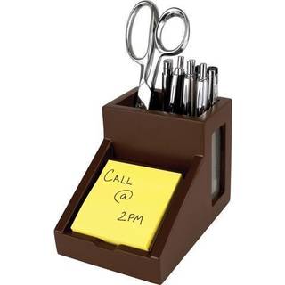 Victor B9505 Desk Pencil Cup med vinklet note Holder Frostet Glass Vindue For professionelt ser godt ud i ethvert hjem eller kontor Mocha Brown