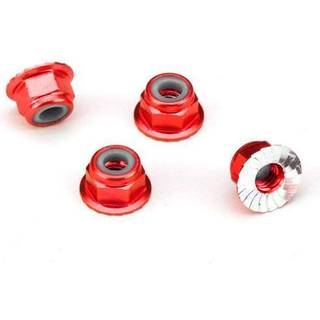 TRX1747A Lock Nut Flanged M4 Alu Red (4)