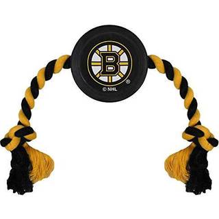 Pets First NHL Boston Bruins Hockey Puck Legetj til hunde og katte Heavy-Duty Rope Tug til leg. Cool gummi hundepuck legetj!