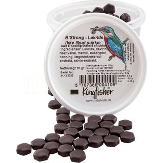 Kingfisher Lakrids Bee Strong m. urter og honning - 70 gr.
