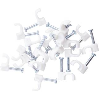 Ledningsclips rund 5-7mm hvid 20-pak