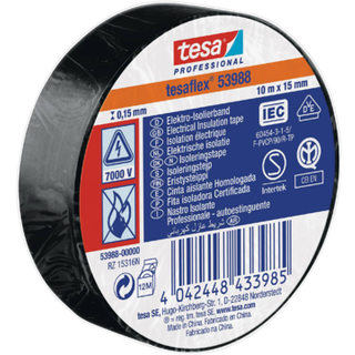 tesa isoleringstape 25mx25mm. Sort, VDE PVC, til isolering & mærkning af kabler