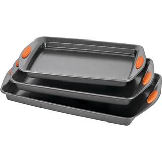 Rachael Ray Nonstick Bakeware Set med greb Nonstick cookie ark / bageplader - 3 stykke gr? med orange greb