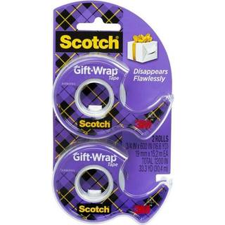 Scotch Gift-Wrap Tape 2 ruller go-to-tape til feriegaveindpakning 3/4 x 600 tommer dispenseret (15dm-2)