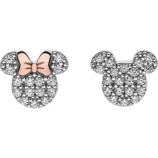 Disney øreringe - Minnie Mouse klar sten sølv og rosa - 10333993