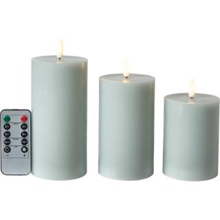 Dacore LED Bloklys Ø7,5 cm. - 3 stk + Fjernbetjening Mint