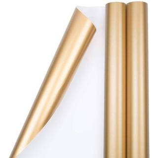 Jampapir gaveindpakning - Matte indpakningspapir - 50 kvadratmeter i alt (30 i x 10 ft hver) - Matte guldfolie - 2 ruller/pakke