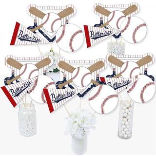 Stor prik af lykke dej op - baseball - baby shower eller f?dselsdagsfest midtpunkt pinde - bord toppers - s?t af 15