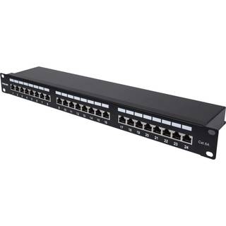24-Port Cat6a Patchpanel FTP 1HE schwarz