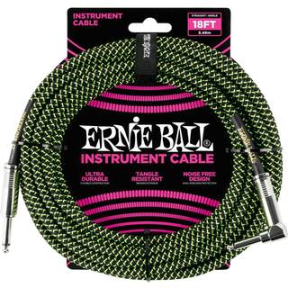 Ernie Ball 6082 Guitar Kabel (Sort, Grøn, 5,4m)