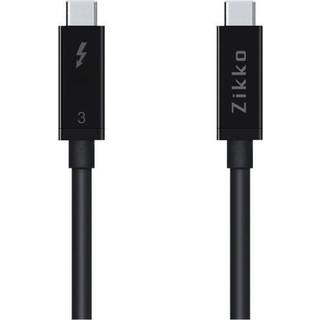 Zikko 2m 100W / 20Gb 8k USB-C kabel med Thunderbolt 3, 2m, Sort