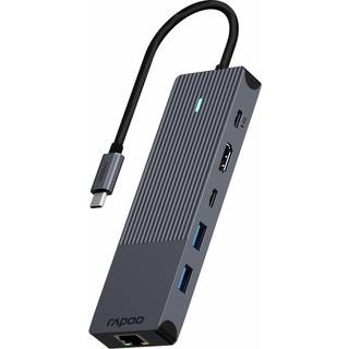 RAPOO UCM-2002 6-i-1 USB-C Multiport Adapter-hub (sort)
