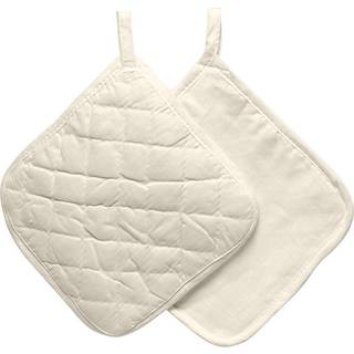 4 stk. Grydelapper i 100% Bomuld - Lys Natur, 20x20 cm