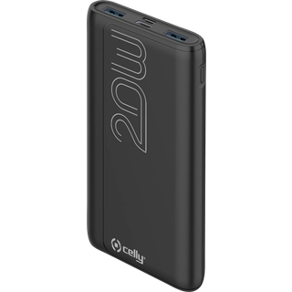 CELLY ProPower PBPD10000EVO power bank - 2 x USB 24 pin USB-C - 20 Watt Powerbank - Sort - 10000 mAh