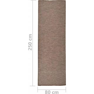 fladvævet udendørstæppe 80x250 cm gråbrun