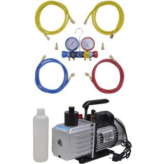 Vakuumpumpe 50 L/Min. Med Trykmålersæt Med Manifold - 4-vejs / 100 l/min