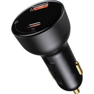 Baseus Supreme 100W Biloplader m. USB-A & USB-C - Sort