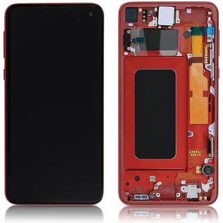 Rød Samsung Galaxy S10e skærm med en LCD-skærm