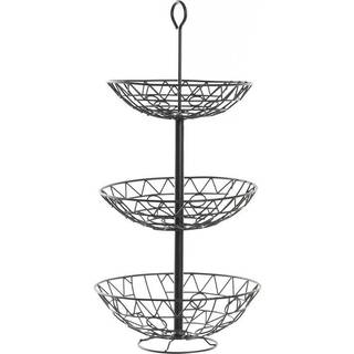 Frugtskål DKD Home Decor Sort Metal Geometri 28 x 28 x 58 cm