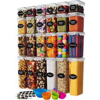 Airtight Food Storage Container Set - 24 Piece Kitchen & Pantry Organization BPA -Free Plastic Canisters med holdbare låg ideelle til kornmel & s