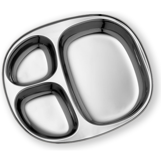 Oval tallerken i stål - 3 rum - Medium