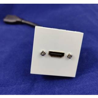 HDMI udtag - 10cm ledning - 2 modul - HVID
