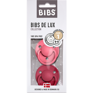 BIBS Sut De Lux 2-pak Latex Størrelse 1, Coral/Ruby