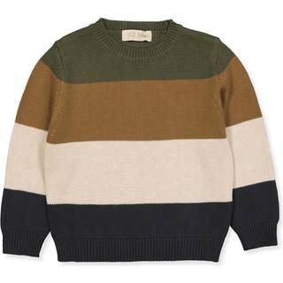 Petit Piao Striktrøje Copper Brown/rubber/tapioka/raven Striber