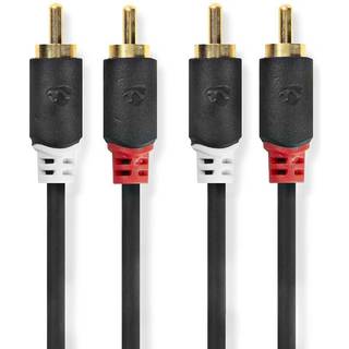 Nedis stereokabel, 2x RCA hane till 2x RCA hane, 10m