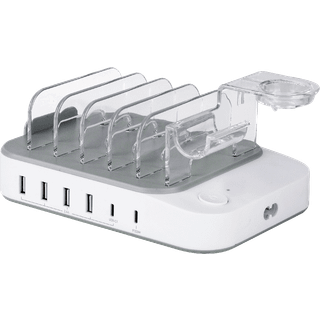 DELTACO USB-ladestation, 4xUSB-A, 2xUSB-C, 50W - Hvid