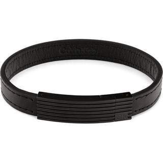 Sleek Black Leather Bracelet - Black - One Size