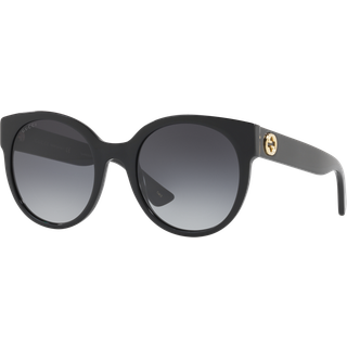 Gucci Kvinde GG0035SN 001 Solbriller Acetat Sort Grå Rund Skygge