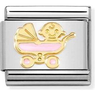 Nomination Gold Pink Pram Charm