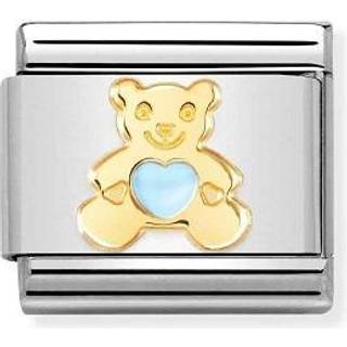 Nomination Gold Blue Teddy Bear Charm