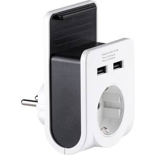 Gelia Opladervægstik 2 USB og 1 Schuko, med holder