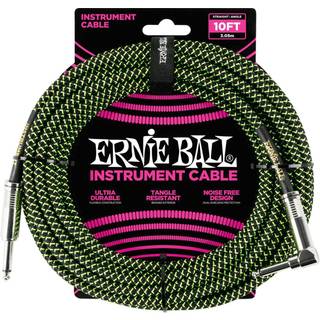 Ernie Ball 6077 Guitar Kabel (Sort, Grøn, 3m)