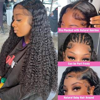 Kiss Love Glueless Wigs Human Hair Preplucd Deep Wave Lukning Paryk klar til at b?re parykker Glueless Human Hair V?dt og b?lget 4x4 Curly Closur