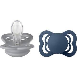 BIBS Supreme Sut - 2-Pak - Str. 1 - Silikone - Cloud/Steel Blue