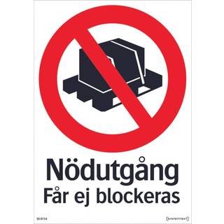 Skilt Nødudgang må ikke blokeres, 297x210 mm