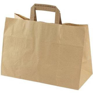 Bærepose papir med hank 350/170x245mm 17 liter brun
