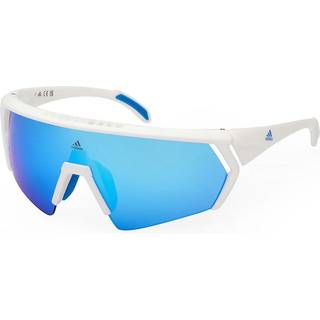 Adidas Sport Mand SP0063 CMPT AERO 24X Solbriller Plast Hvid Blå Maske Normal Spejl