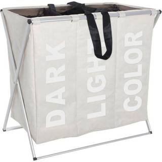 WENKO Trio vasketøjskurv, beige og alu