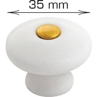 HOME It porcelænknop Ø35 x 30 mm hvid/guld 2 stk. ✓ På lager - klar til levering og afhentning