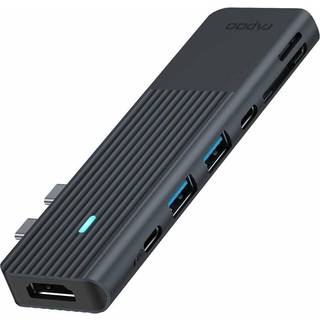 RAPOO UCM-2003 7-i-2 USB-C Multiport Adapter Mac-hub (sort) - På lager i butik