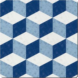 Blue Geometric Square Placemats - Set Of 6 -