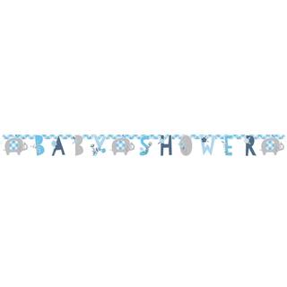 Baby shower banner 1,6 m. - Blue Floral Elephant