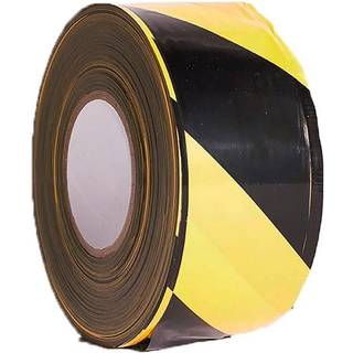 Afspærringsbånd på rulle 70mm x 500 meter sort og gul