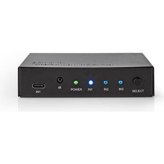 Nedis HDMI ™ switch | 3-Port port(s) | 1x USB-C™ / 2x HDMI ™ -indgang | 1x HDMI™ Output | 4K@60Hz | 18.0 Gbps | Metal | Antracit
