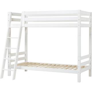 Hoppekids ECO Luxury - Høj Etageseng - 90x200 cm. - Skrå Stige - Fleksibel Indlægsbund - Hvid